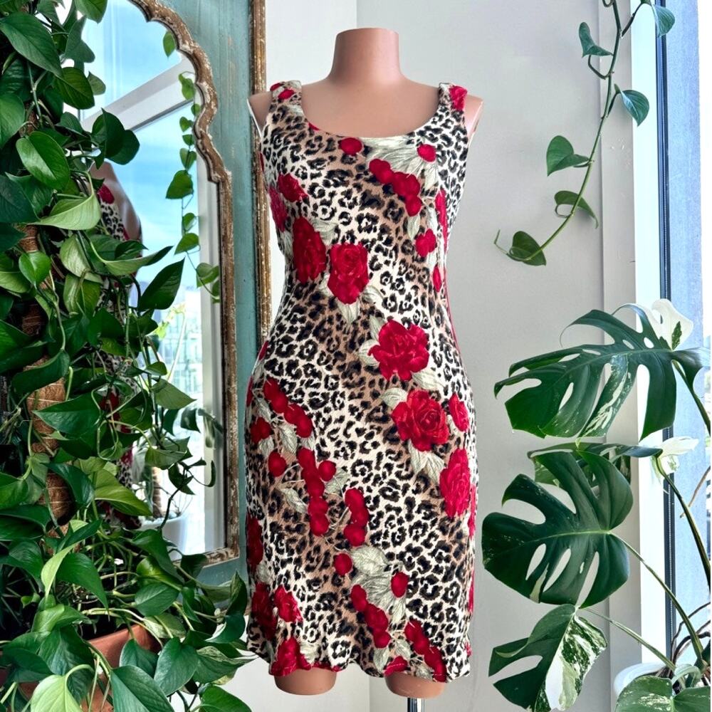1990s Vintage Leopard Print Mini Dress  Size S/M